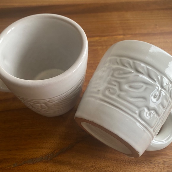 FRANKOMA Cups Mayan Aztec White Sand Mid Century 1950s Set 2 Marked 7C excellent - Picture 6 of 7